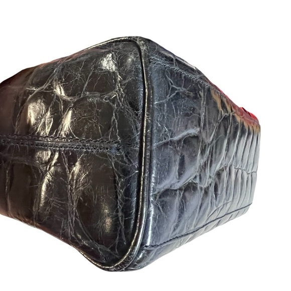 Granello 80s vintage navy leather shoulder crocodile bag excellent condition - Picture 12 of 14